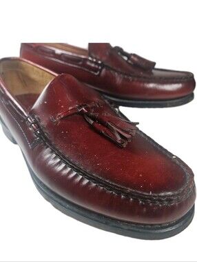 G.H. Bass Weejuns Shoe 7718 Men Sz:7.5 Burgundy Tassel Loafer Prep Office USA[7C